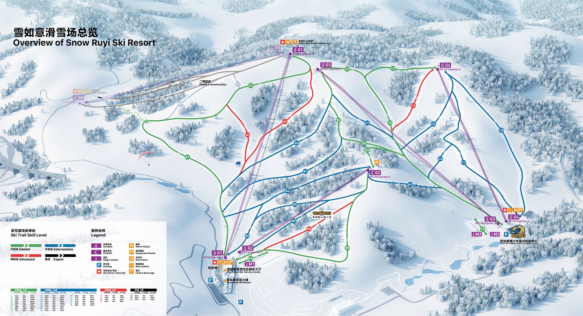 雪如意滑雪场全景雪道图